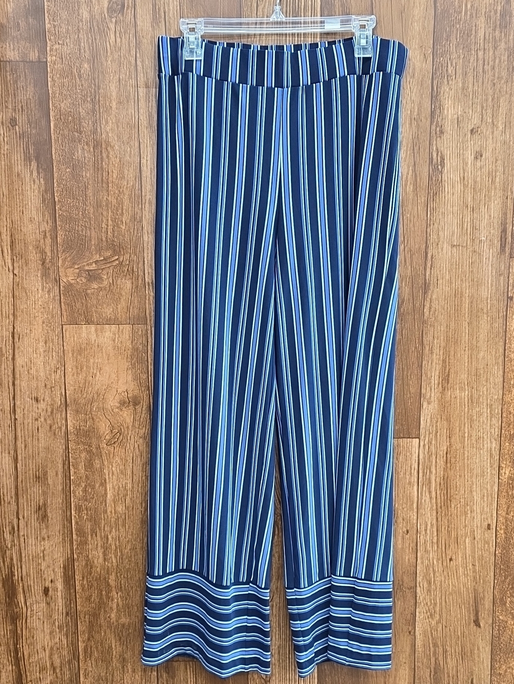 Roz & Ali Navy and Light Blue Striped Pants